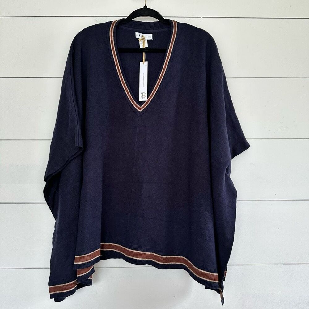 Revolve x House Harlow 1960 Women’s Navy One Size Poncho Sweater New